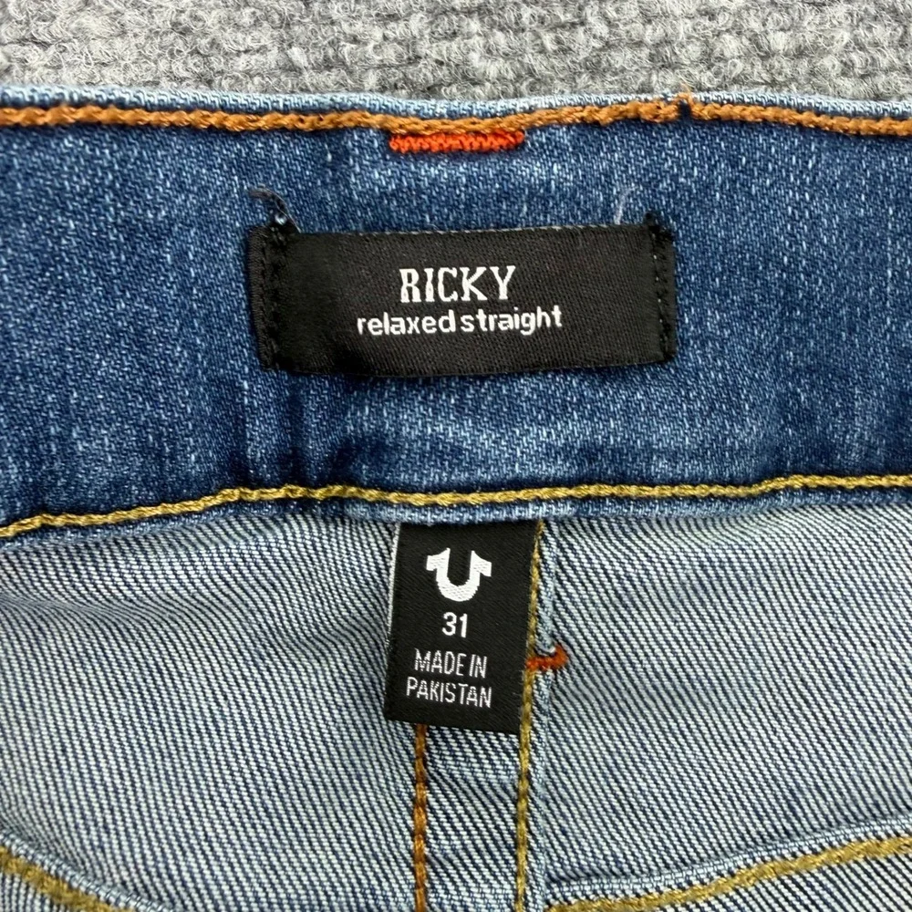 True Religion Jeans Men's 32x34 Blue Ricky Relaxed Straight Flap Pockets
